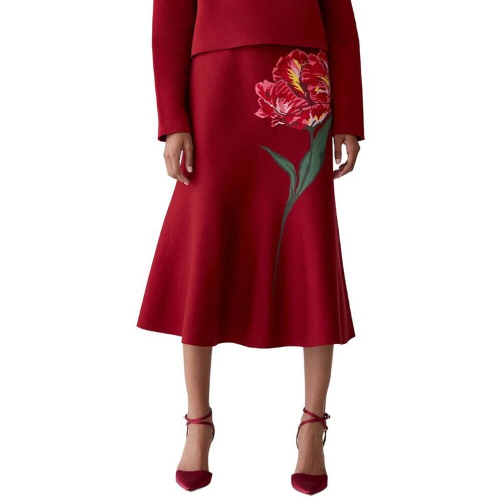 Carolina Herrera Womens Wool-Blend Flare Skirt